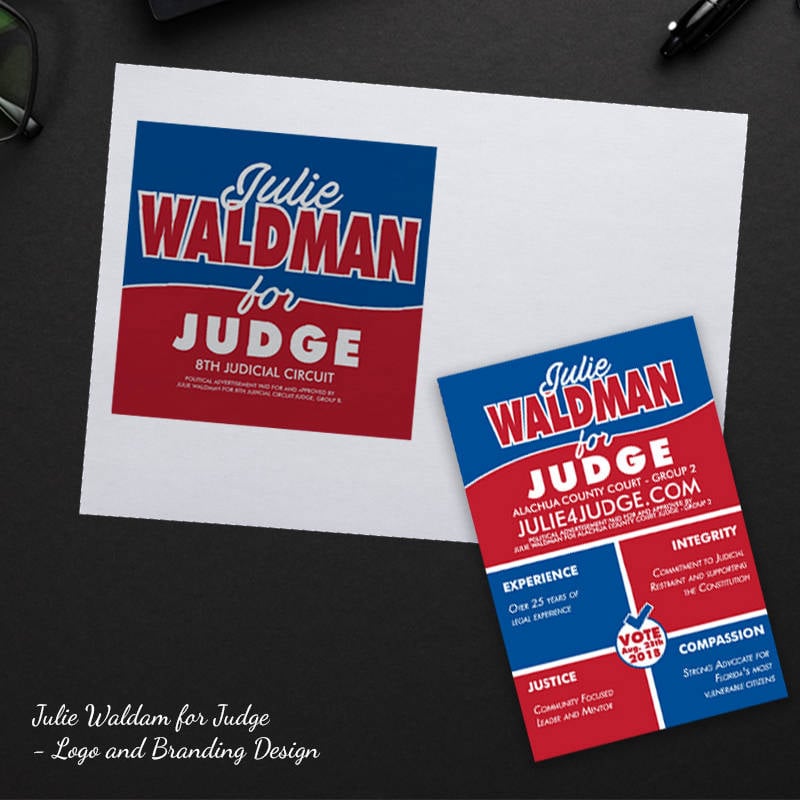 Julie Waldam for Judge Campaign logo and branding