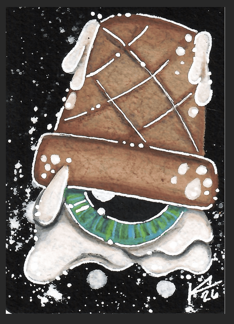  Eye Cream Scoop ACEO painting on black paper