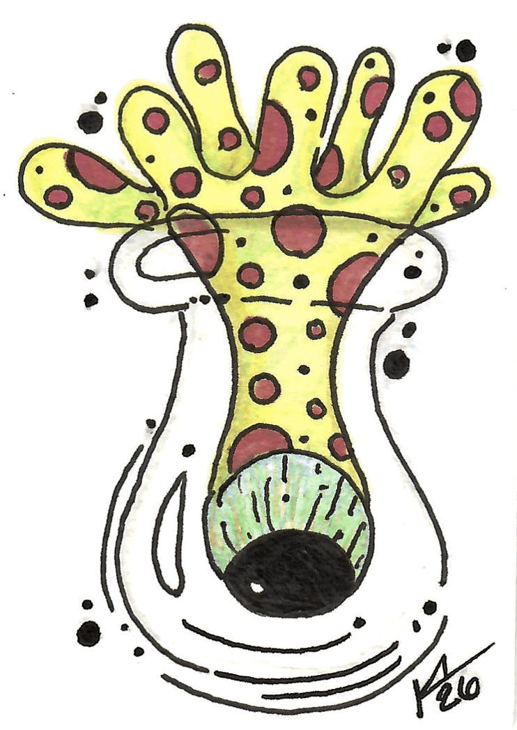 jar drop ACEO drawing on white paper