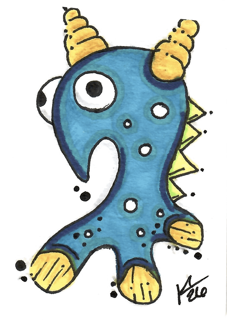 peeker ACEO drawing on white paper