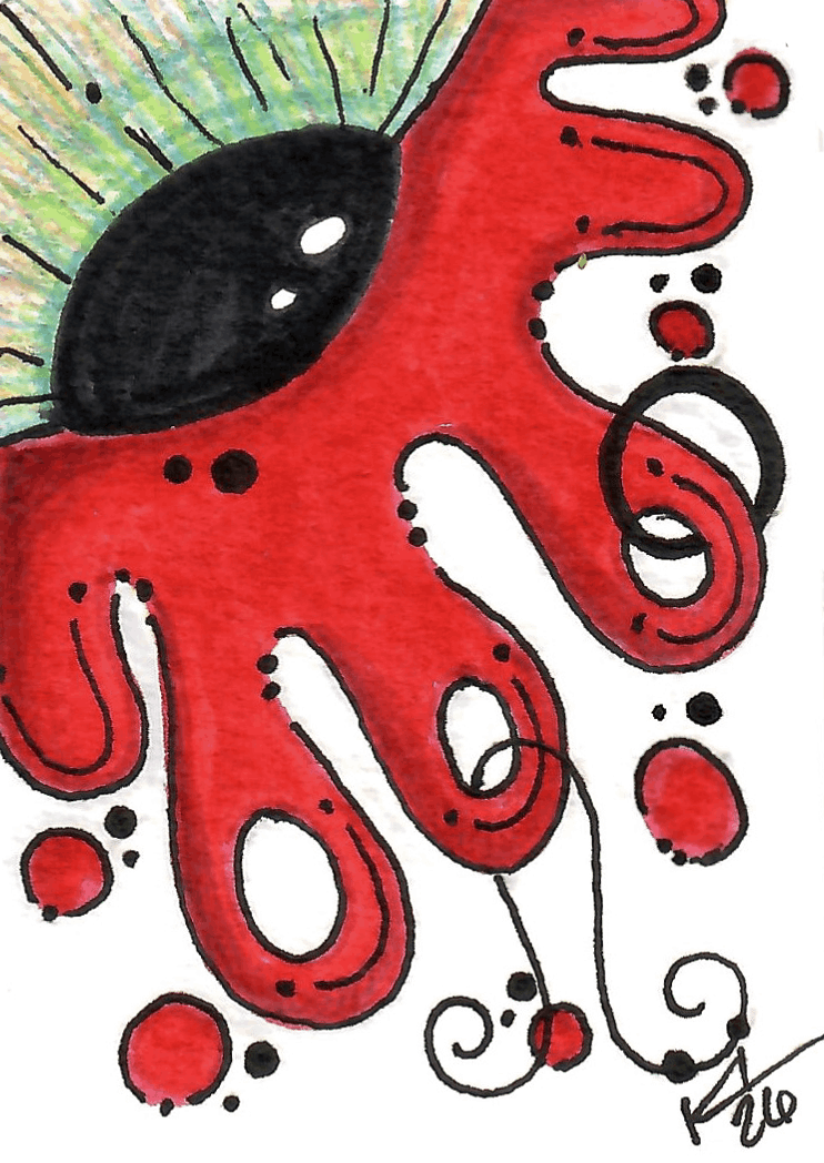 blood watch ACEO drawing on white paper