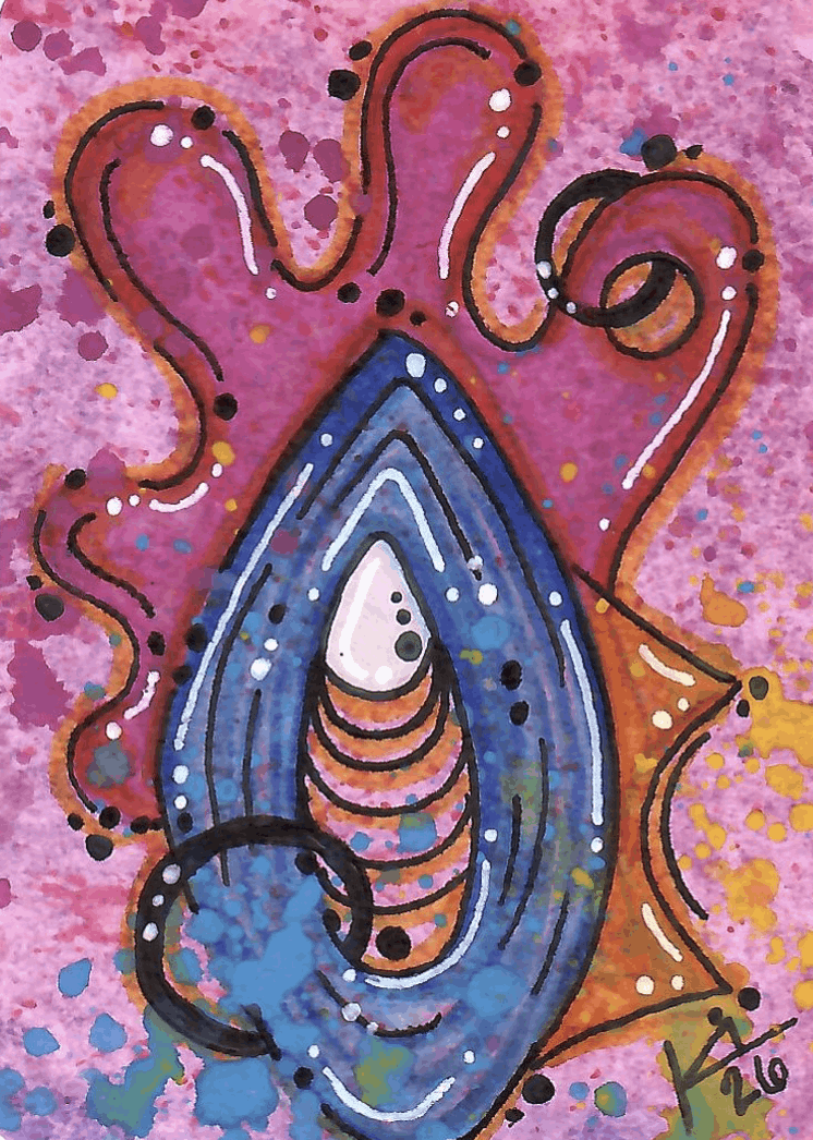 “Lump Sum” ACEO Mixed Medium on white paper