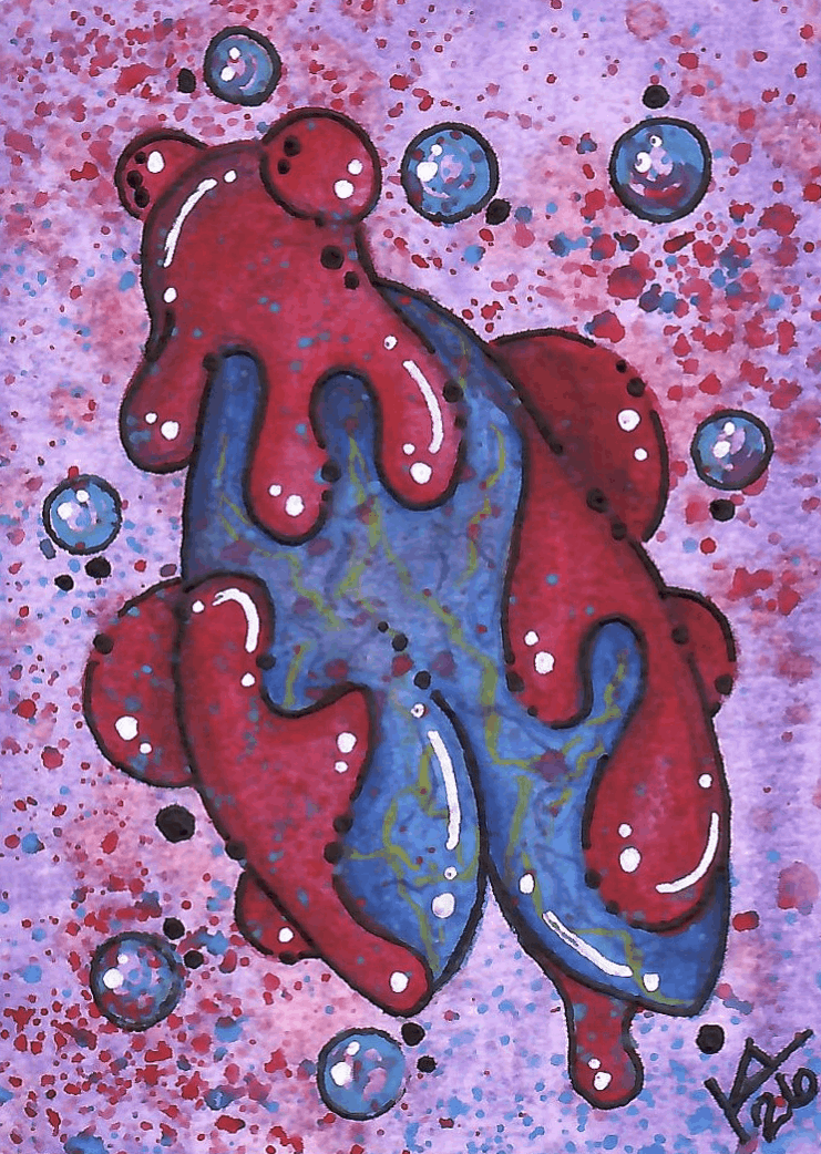 “Goopy Love” ACEO Mixed Medium on white paper