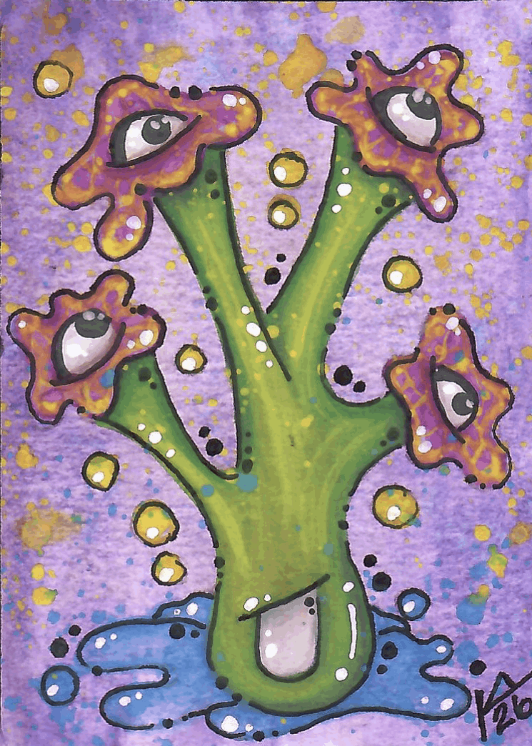 “Looky Loo” ACEO Painting on white paper